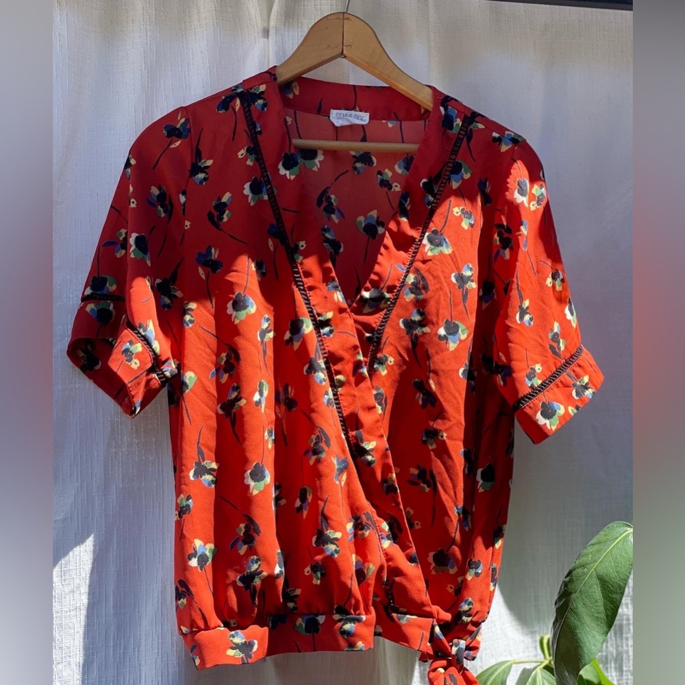 Sienna Sky Orange Floral V Neck